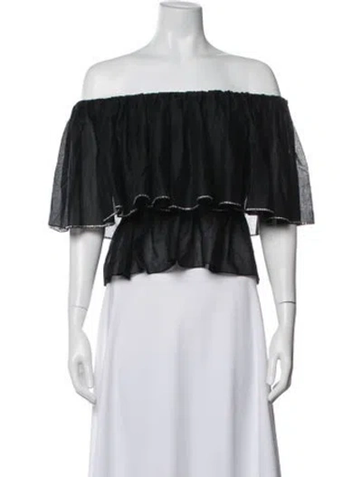 Pre-owned Alexandre Vauthier Off-the-shoulder Short Sleeve Top In Black