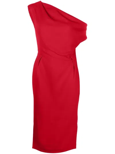 Alexandre Vauthier One-shoulder Draped Midi Dress In Red