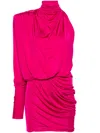 Alexandre Vauthier Draped Jersey One Sleeve Mini Dress In Pink