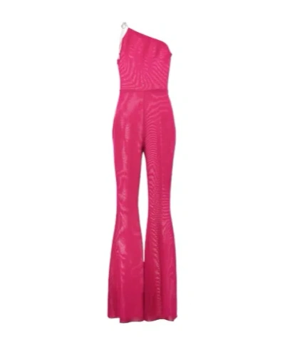 Alexandre Vauthier One-shoulder Flared Jumpsuit In Pink