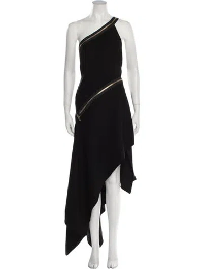 Pre-owned Alexandre Vauthier One-shoulder Long Dress In Black