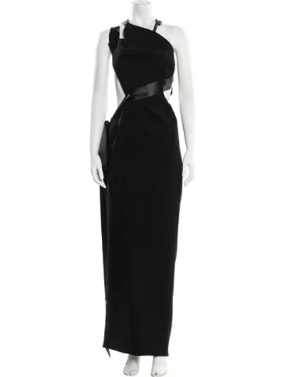 Pre-owned Alexandre Vauthier One-shoulder Long Dress In Black
