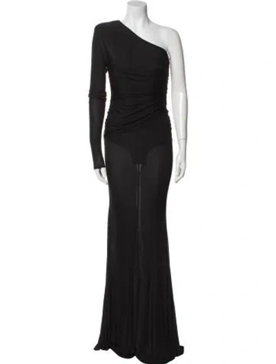 Pre-owned Alexandre Vauthier One-shoulder Long Dress In Black