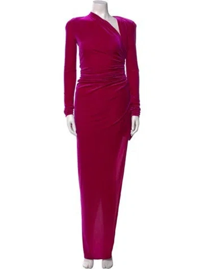 Pre-owned Alexandre Vauthier One-shoulder Long Dress In Pink