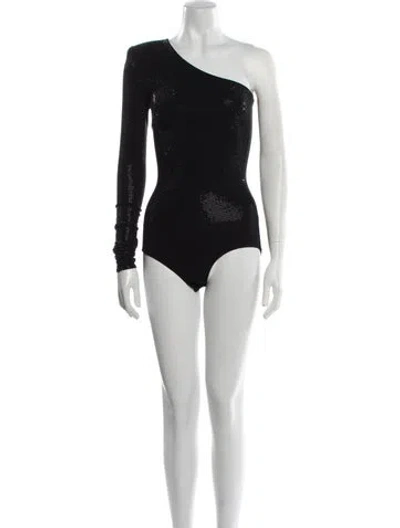 Pre-owned Alexandre Vauthier One-shoulder Long Sleeve Bodysuit In Black