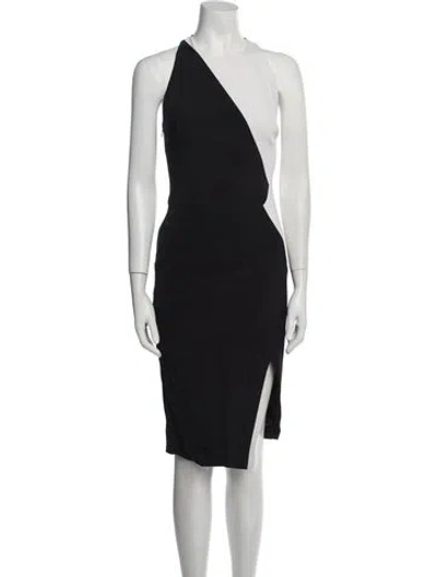 Pre-owned Alexandre Vauthier One-shoulder Midi Length Dress In Black