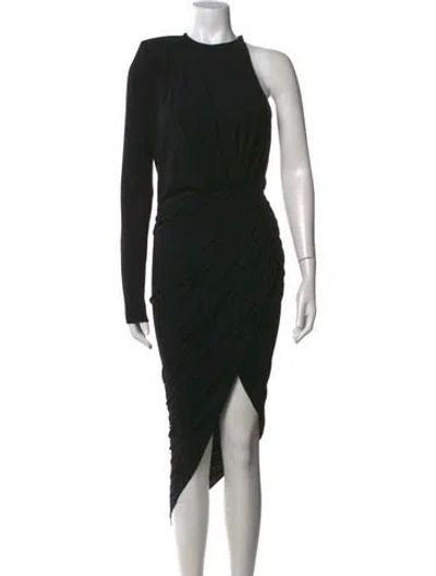 Pre-owned Alexandre Vauthier One-shoulder Midi Length Dress In Black