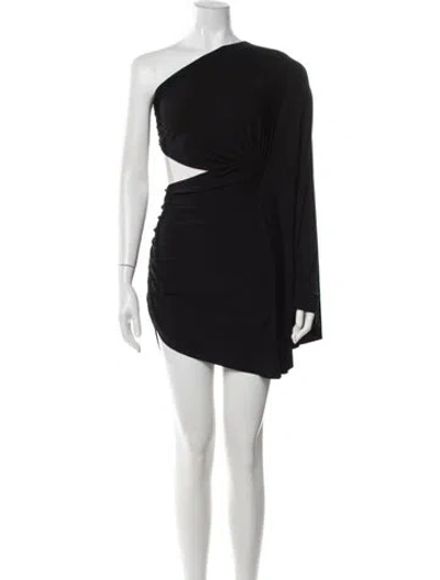 Pre-owned Alexandre Vauthier One-shoulder Mini Dress In Black