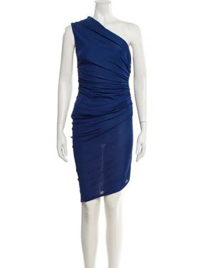 Pre-owned Alexandre Vauthier One-shoulder Mini Dress In Blue