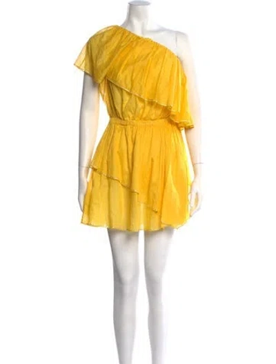 Pre-owned Alexandre Vauthier One-shoulder Mini Dress In Yellow