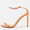 Alexandre Vauthier Orange Patent Leather Crystal Embellishments Sandals In Orange