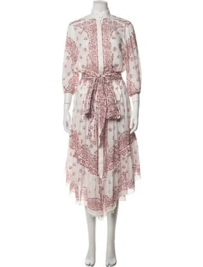 Pre-owned Alexandre Vauthier Paisley Print Long Dress In White