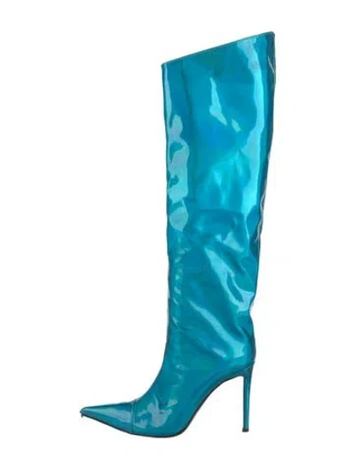 Pre-owned Alexandre Vauthier Patent Leather Boots In Blue/metallic