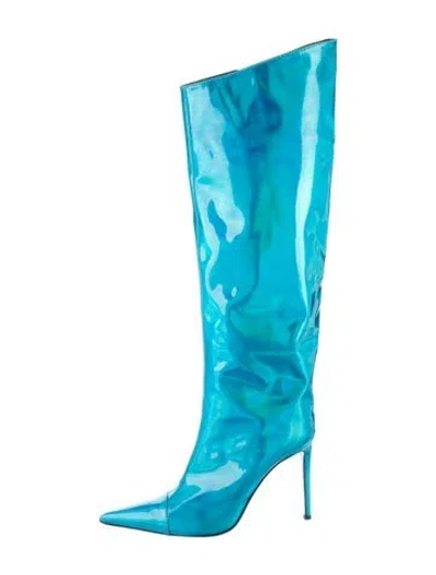 Pre-owned Alexandre Vauthier Patent Leather Boots In Blue/metallic