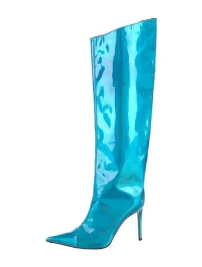 Pre-owned Alexandre Vauthier Patent Leather Boots In Blue/metallic
