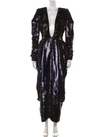 Pre-owned Alexandre Vauthier Patterned Long Dress In Black