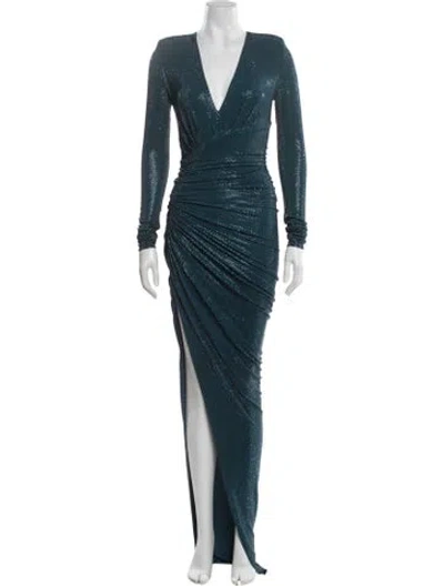 Pre-owned Alexandre Vauthier Patterned Long Dress In Blue