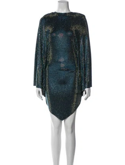 Pre-owned Alexandre Vauthier Patterned Mini Dress In Blue