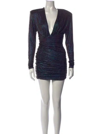 Pre-owned Alexandre Vauthier Patterned Mini Dress In Blue