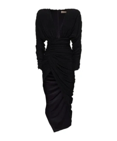 Alexandre Vauthier Pendant Long-sleeved Dress In Black