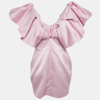 Pre-owned Alexandre Vauthier Pink Satin Ruffled Mini Dress M