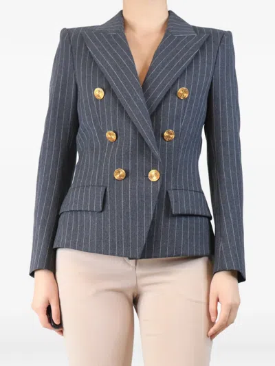 Pre-owned Alexandre Vauthier Pinstripe Double-breasted Blazer In Gray