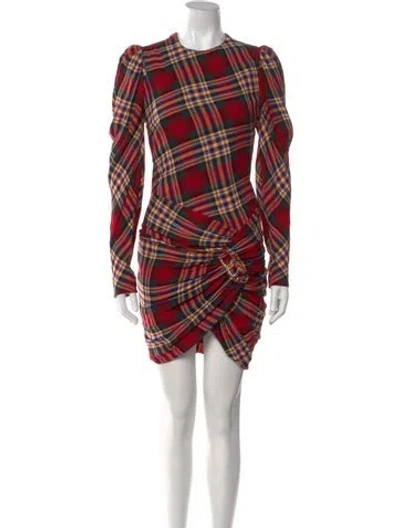 Pre-owned Alexandre Vauthier Plaid Print Mini Dress W/ Tags In Red
