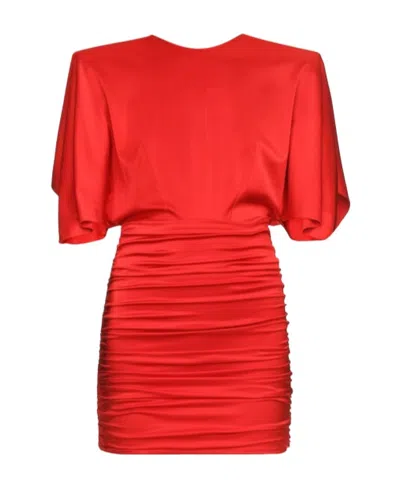 Alexandre Vauthier Pleated Jersey Mini Dress In Red