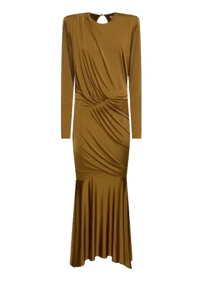 Alexandre Vauthier Pleated Long In Brown