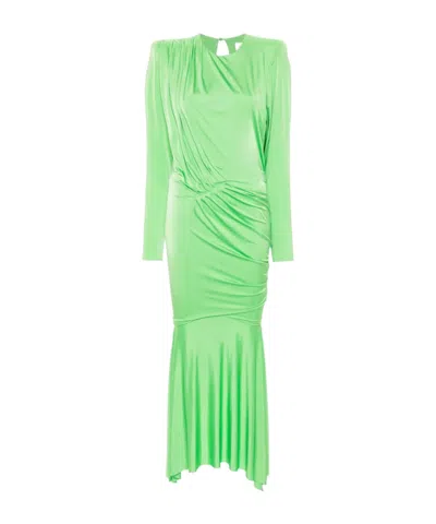 ALEXANDRE VAUTHIER PLEATED SATIN MAXI DRESS