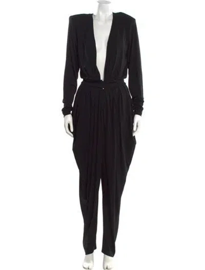 Pre-owned Alexandre Vauthier Plunge Neckline Jumpsuit In Black