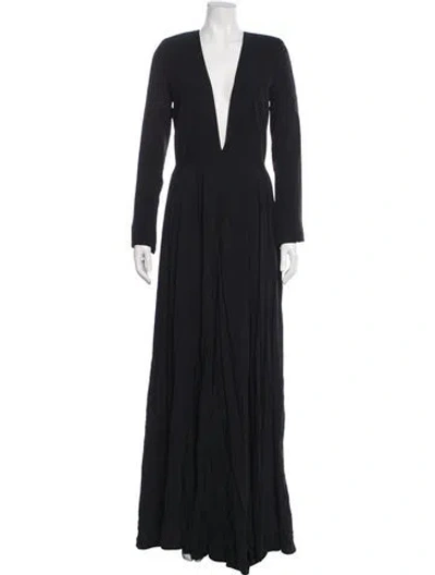 Pre-owned Alexandre Vauthier Plunge Neckline Long Dress In Black