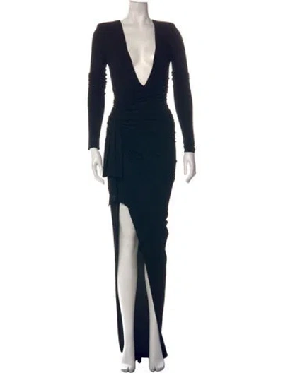 Pre-owned Alexandre Vauthier Plunge Neckline Long Dress In Black