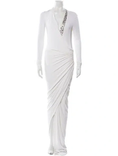 Pre-owned Alexandre Vauthier Plunge Neckline Long Dress In White