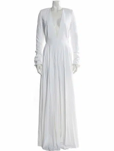 Pre-owned Alexandre Vauthier Plunge Neckline Long Dress In White