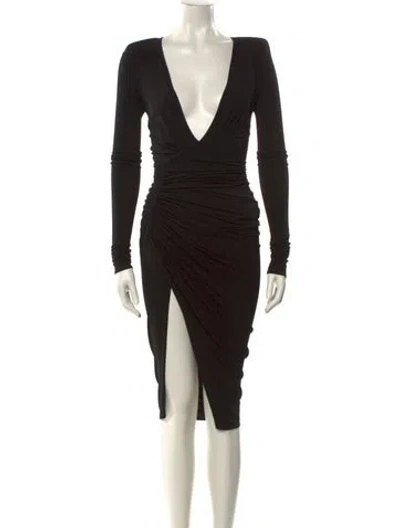 Pre-owned Alexandre Vauthier Plunge Neckline Midi Length Dress In Black