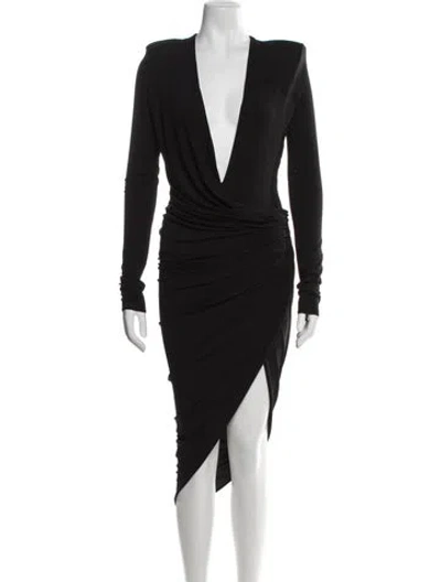 Pre-owned Alexandre Vauthier Plunge Neckline Midi Length Dress In Black