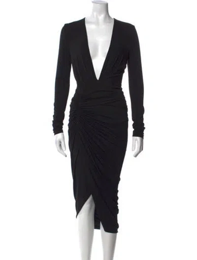 Pre-owned Alexandre Vauthier Plunge Neckline Midi Length Dress In Black/metallic