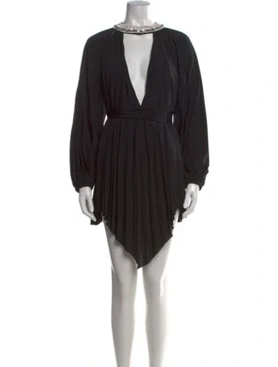 Pre-owned Alexandre Vauthier Plunge Neckline Mini Dress In Black