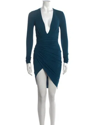 Pre-owned Alexandre Vauthier Plunge Neckline Mini Dress In Blue