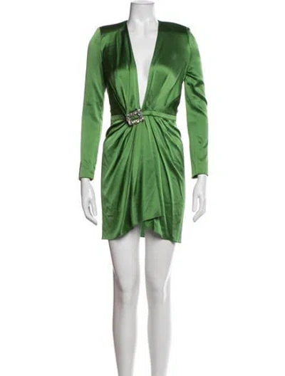 Pre-owned Alexandre Vauthier Plunge Neckline Mini Dress In Green