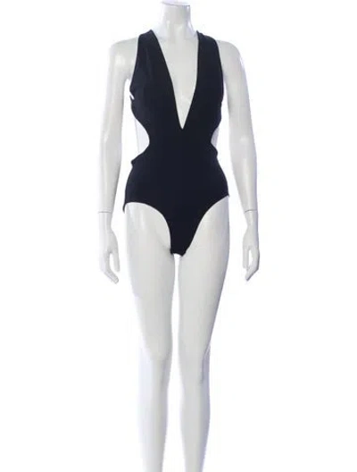 Pre-owned Alexandre Vauthier Plunge Neckline Sleeveless Bodysuit In Black
