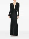 Alexandre Vauthier Plunging Long-sleeves Maxi Dress In Black