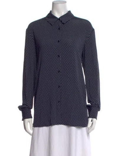 Pre-owned Alexandre Vauthier Polka Dot Print Long Sleeve Top W/ Tags In Blue
