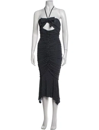 Pre-owned Alexandre Vauthier Polka Dot Print Midi Length Dress In Blue