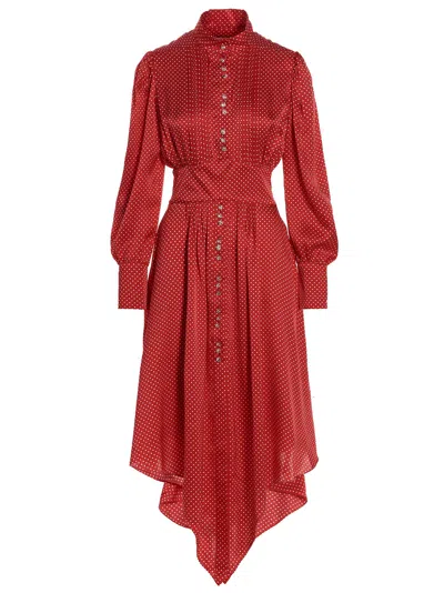 Alexandre Vauthier Polka-dot Silk Shirt Dress In Red