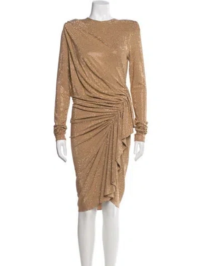 Pre-owned Alexandre Vauthier Printed Knee-length Dress W/ Tags In Gold