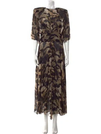 Pre-owned Alexandre Vauthier Printed Long Dress W/ Tags In Brown