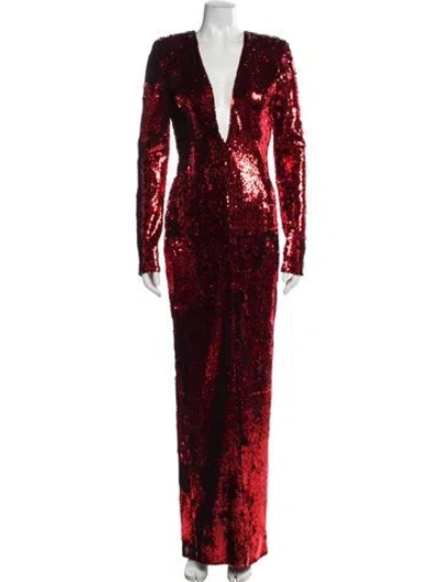 Pre-owned Alexandre Vauthier Printed Long Dress W/ Tags In Red