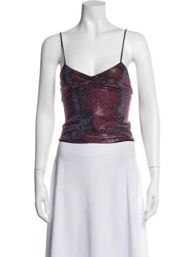 Pre-owned Alexandre Vauthier Printed V-neck Crop Top In White
